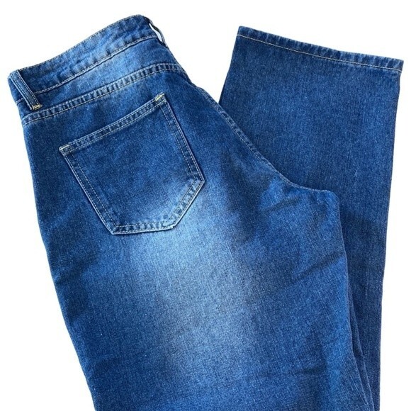 MISSLOOK  Sunflower Painted Distressed Jeans High Rise Straight Leg W31 x L30 - Picture 14 of 14